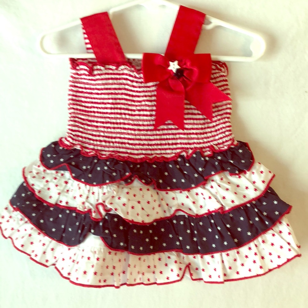 Bonnie Baby red white and blue dress baby girl 12m